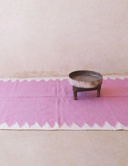 Pink Kilim Moroccan Rug 7.6 x 4.5 ft / 233 x 138 cm - Surcoma