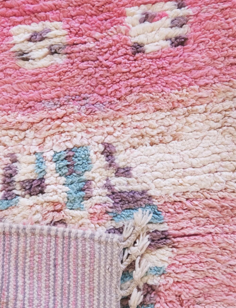 Pink Moroccan Hallway Wool Rug 12.8 x 2.6 ft / 390 x 82 cm