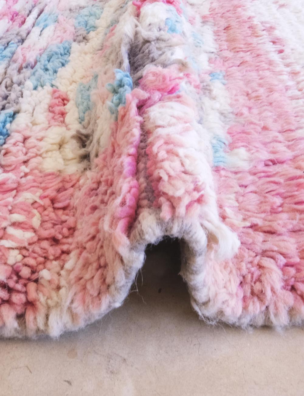 Pink Moroccan Hallway Wool Rug 12.8 x 2.6 ft / 390 x 82 cm