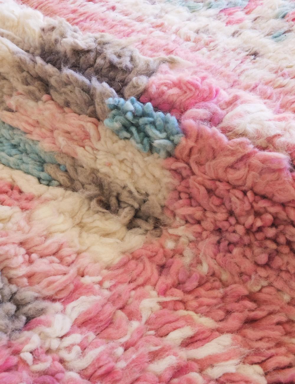 Pink Moroccan Hallway Wool Rug 12.8 x 2.6 ft / 390 x 82 cm