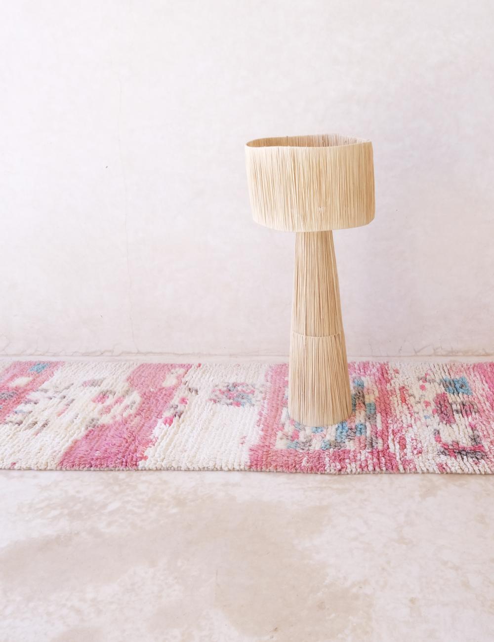 Pink Moroccan Hallway Wool Rug 12.8 x 2.6 ft / 390 x 82 cm