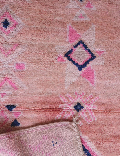 Pink Moroccan Runner Wool Rug 9.1 x 3.3 ft / 277 x 102 cm - Surcoma