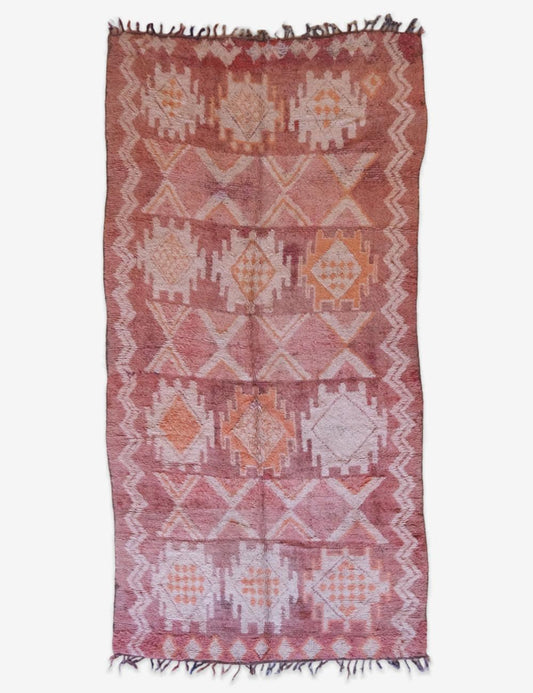 Pink Tribal Moroccan Wool Rug 10.8 x 5.3 ft / 330 x 162 cm