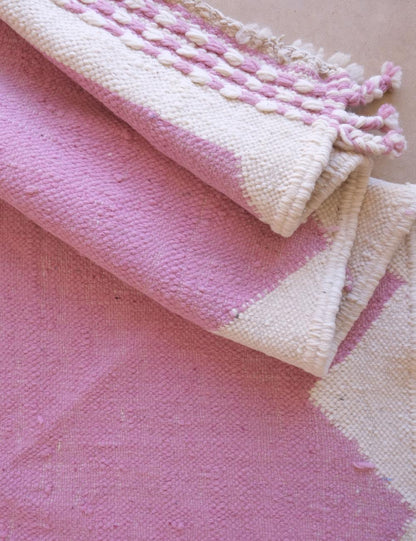 Pink Square Kilim Moroccan Wool Rug 9.6 x 9.3 ft / 292 x 286 cm - Surcoma