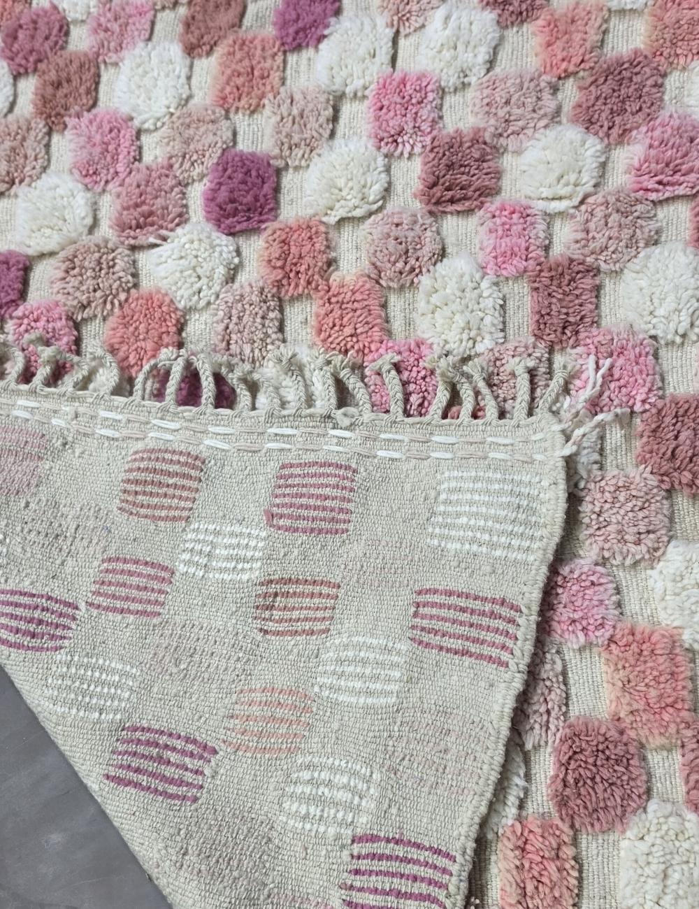 Pink Textured Checkered Rug 9.4 x 8 ft / 287 x 245 cm