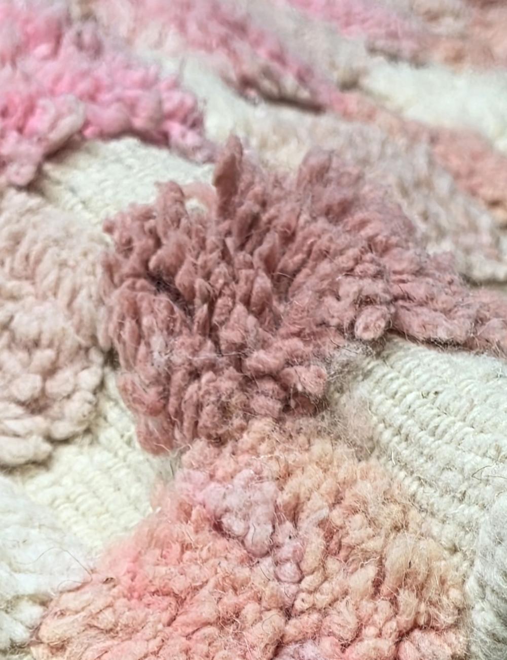Pink Textured Checkered Rug 9.4 x 8 ft / 287 x 245 cm