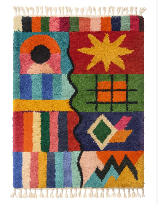 Playful Moroccan Wool Rug - Echoes Of Love 06