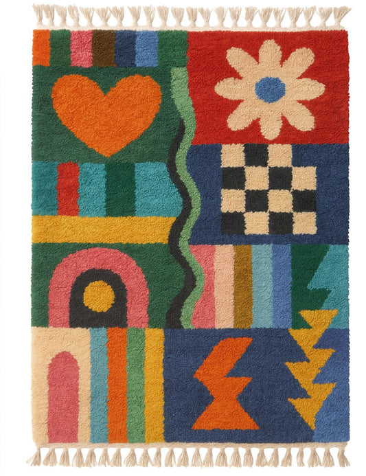 Joyful Moroccan Wool Rug - Echoes Of Love 07