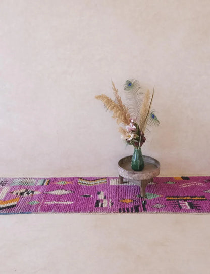 Purple Moroccan Runner Rug 10.8 x 2.3 ft / 330 x 70 cm - Surcoma