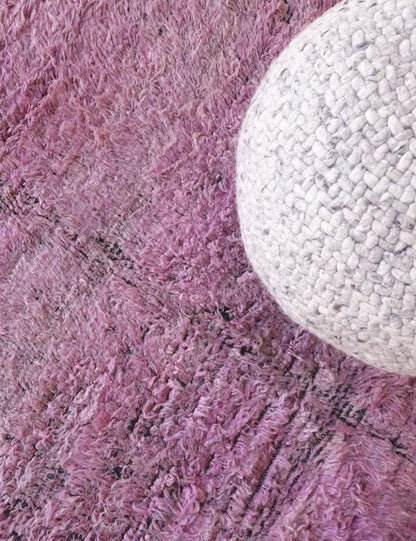 Purple Moroccan Solid Wool Rug 8.4 x 5.8 ft / 257 x 178 cm - Surcoma
