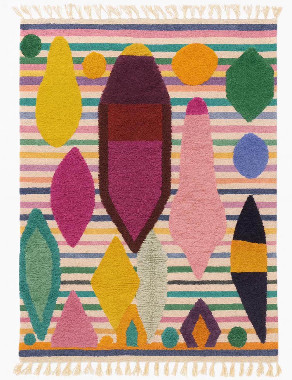 Rainbow Stripe Wool Rug - Echoes Of Love 03