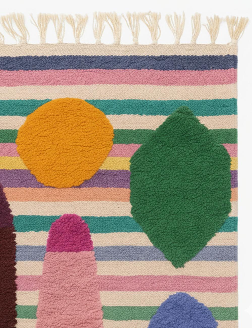 Rainbow Stripe Wool Rug - Echoes Of Love 03