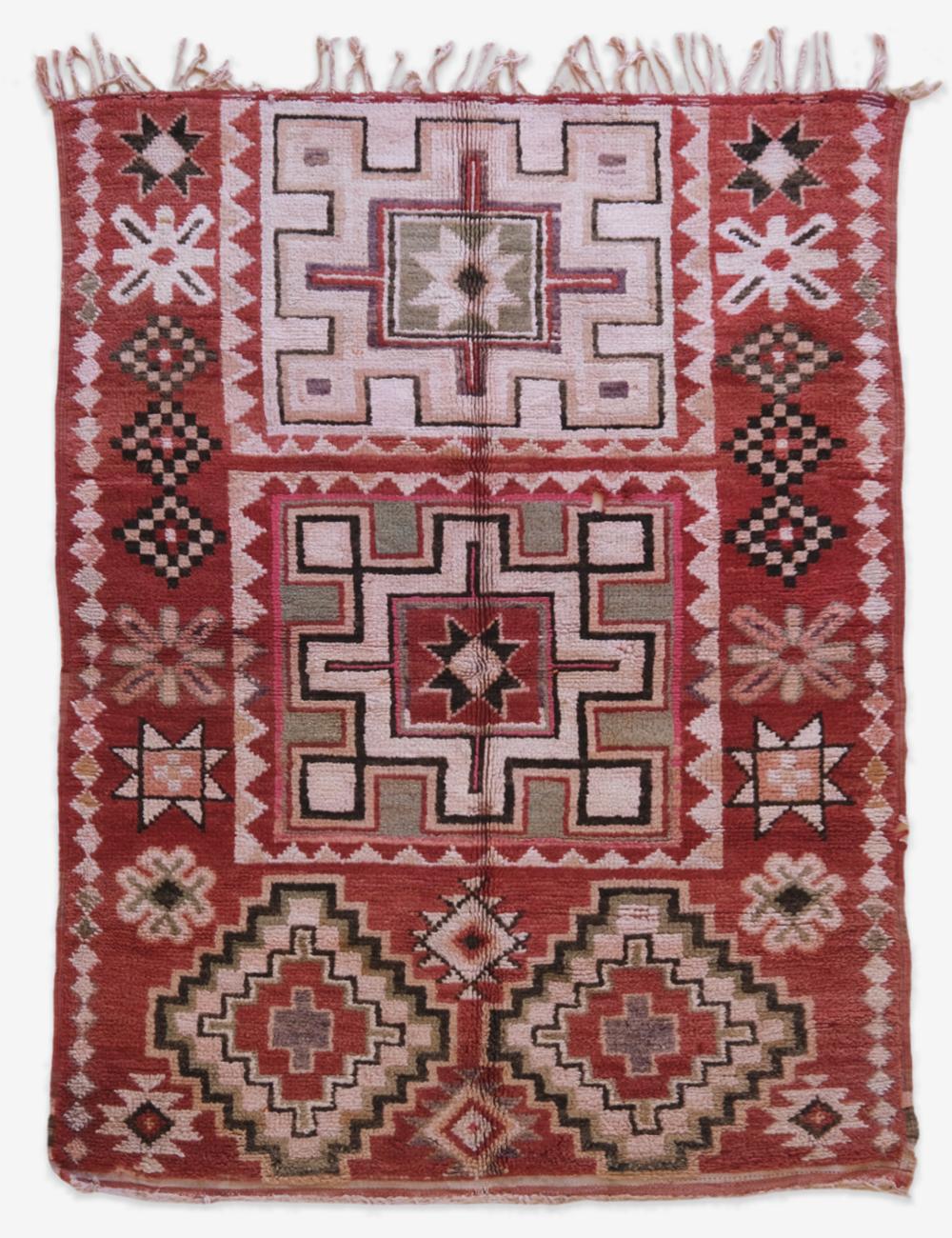 Terracotta Geometric Moroccan Rug 7.4 x 5.3 ft / 225 x 162 cm