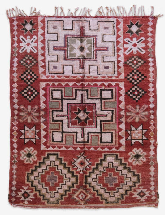 Terracotta Geometric Moroccan Rug 7.4 x 5.3 ft / 225 x 162 cm