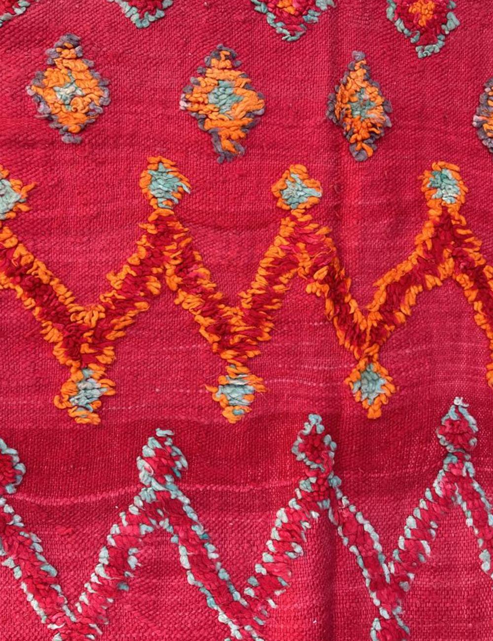 Red Vintage Moroccan Kilim 13.3 x 5.3 ft / 405 x 163 cm
