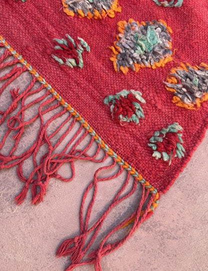 Red Vintage Moroccan Kilim 13.3 x 5.3 ft / 405 x 163 cm