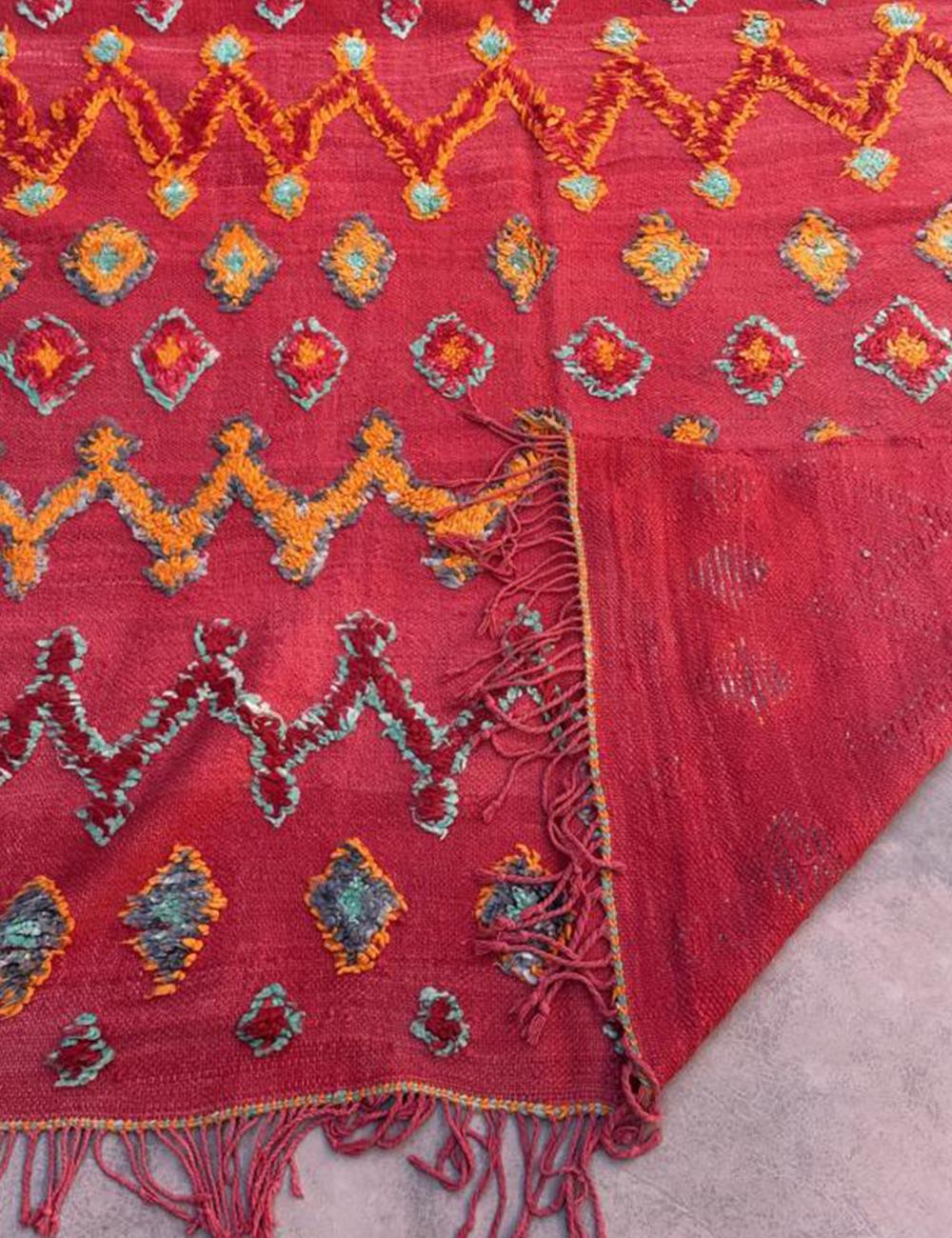 Red Vintage Moroccan Kilim 13.3 x 5.3 ft / 405 x 163 cm