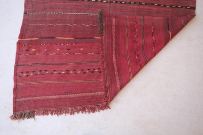 Red Vintage Striped Kilim 7.1 x 5.1 ft / 217 x 157 cm - Surcoma