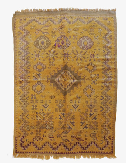 Saffron Yellow Moroccan Rug 5.9 x 4.1 ft / 181 x 125 cm - Surcoma
