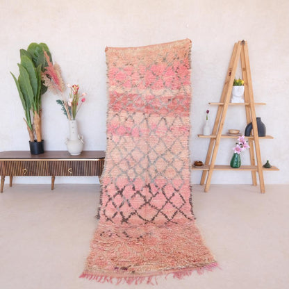Shaggy Pink Runner Rug for Hallway 9.2 x 3.3 ft / 280 x 102 cm - Surcoma