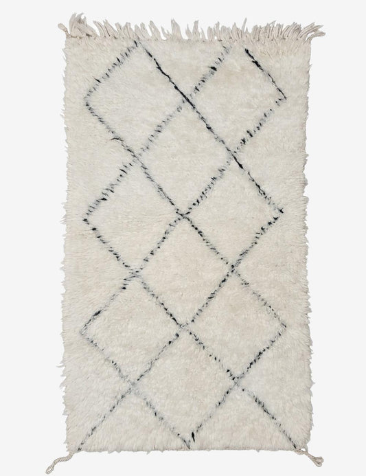 Small Moroccan Marmoucha Wool Rug - 3.8 x 2.2 ft / 116 x 67 cm