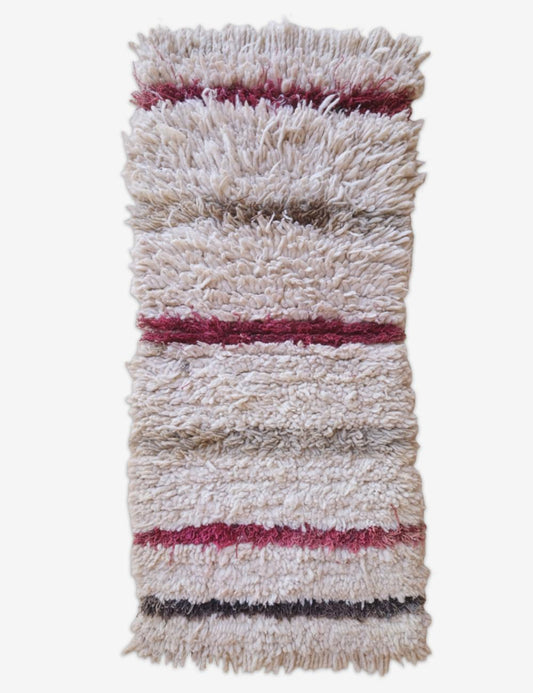 Textured rug with horizontal stripes on a white background