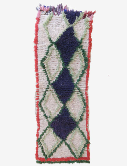 Berber Wool Runner with Diamond Motifs 5.1 x 1.8 ft / 155 x 55 cm - Surcoma