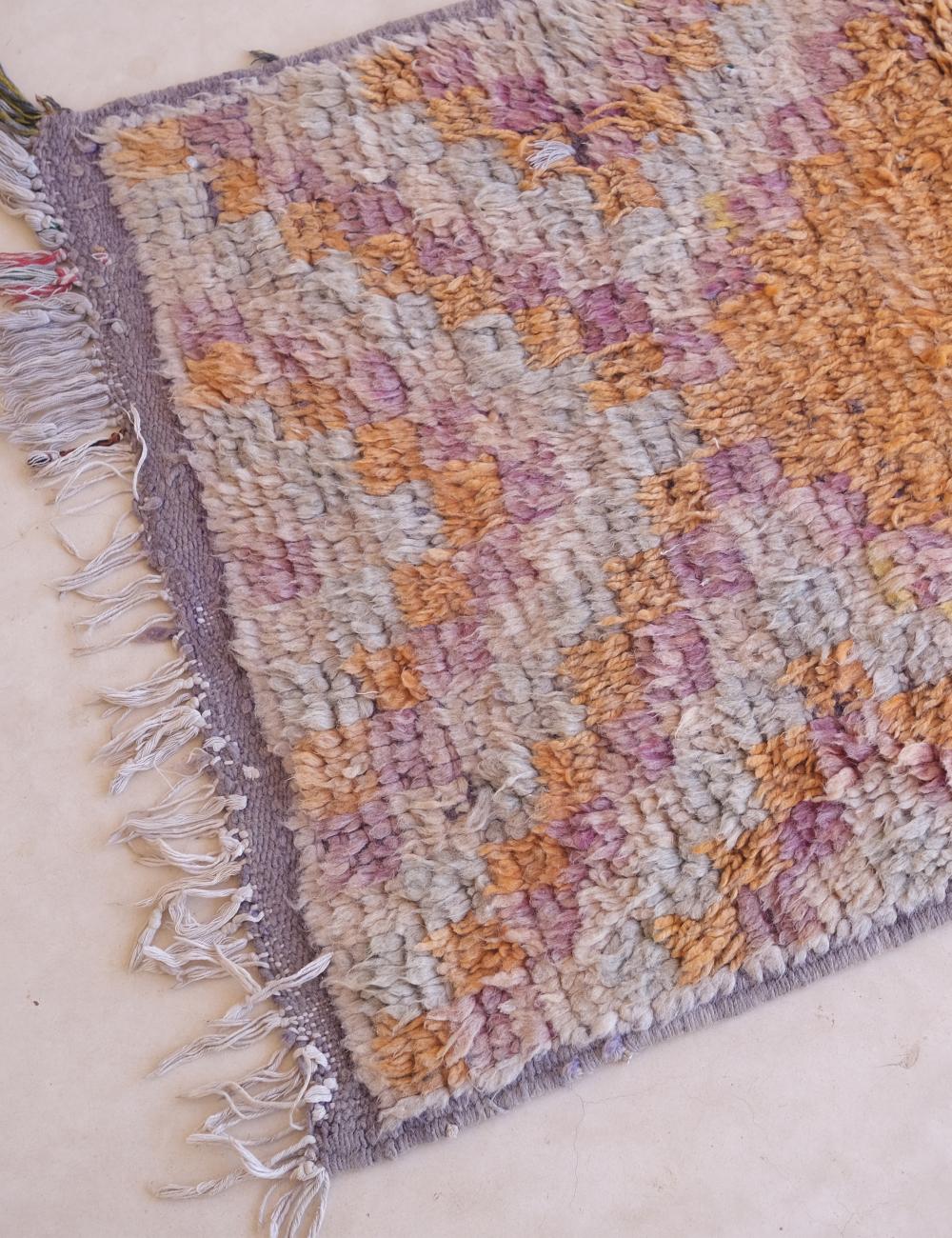 Faded Orange and Lavender Handwoven Rug 3.9 x 2.2 ft / 120 x 67 cm - Surcoma
