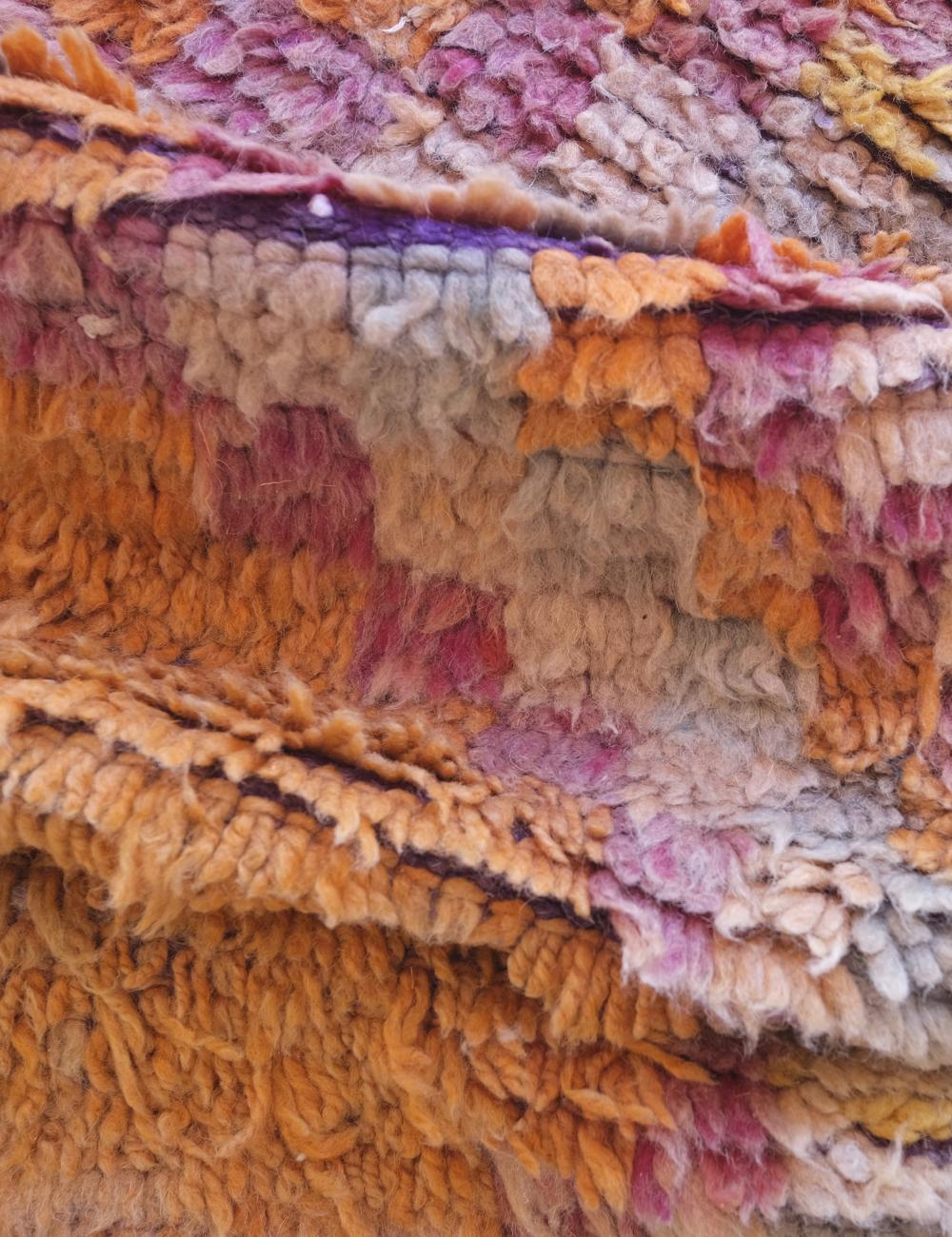 Faded Orange and Lavender Handwoven Rug 3.9 x 2.2 ft / 120 x 67 cm - Surcoma