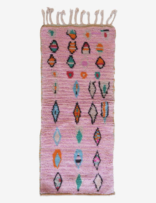 Small Moroccan Wool Rug 5 x 2.2 ft / 153 x 67 cm