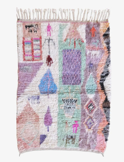 Small Moroccan Wool Rug 4.8 x 3.3 ft / 147 x 102 cm - Surcoma
