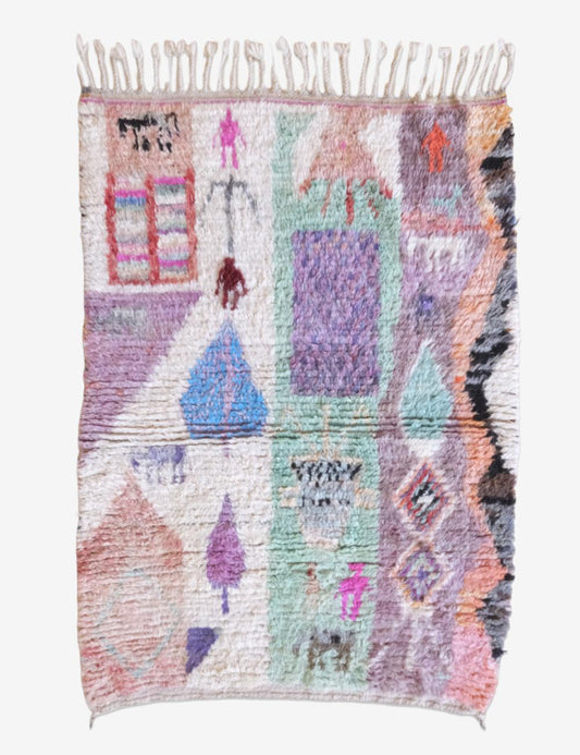 Small Moroccan Wool Rug 4.8 x 3.3 ft / 147 x 102 cm