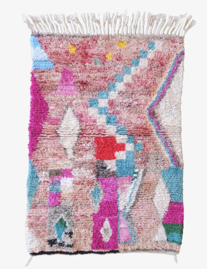 Small Moroccan Wool Rug 4.8 x 3.3 ft / 145 x 102 cm - Surcoma