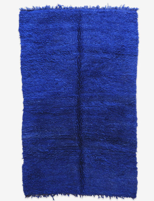 Solid Blue Moroccan Minimalist Rug 11 x 6.6 ft / 336 x 203 cm