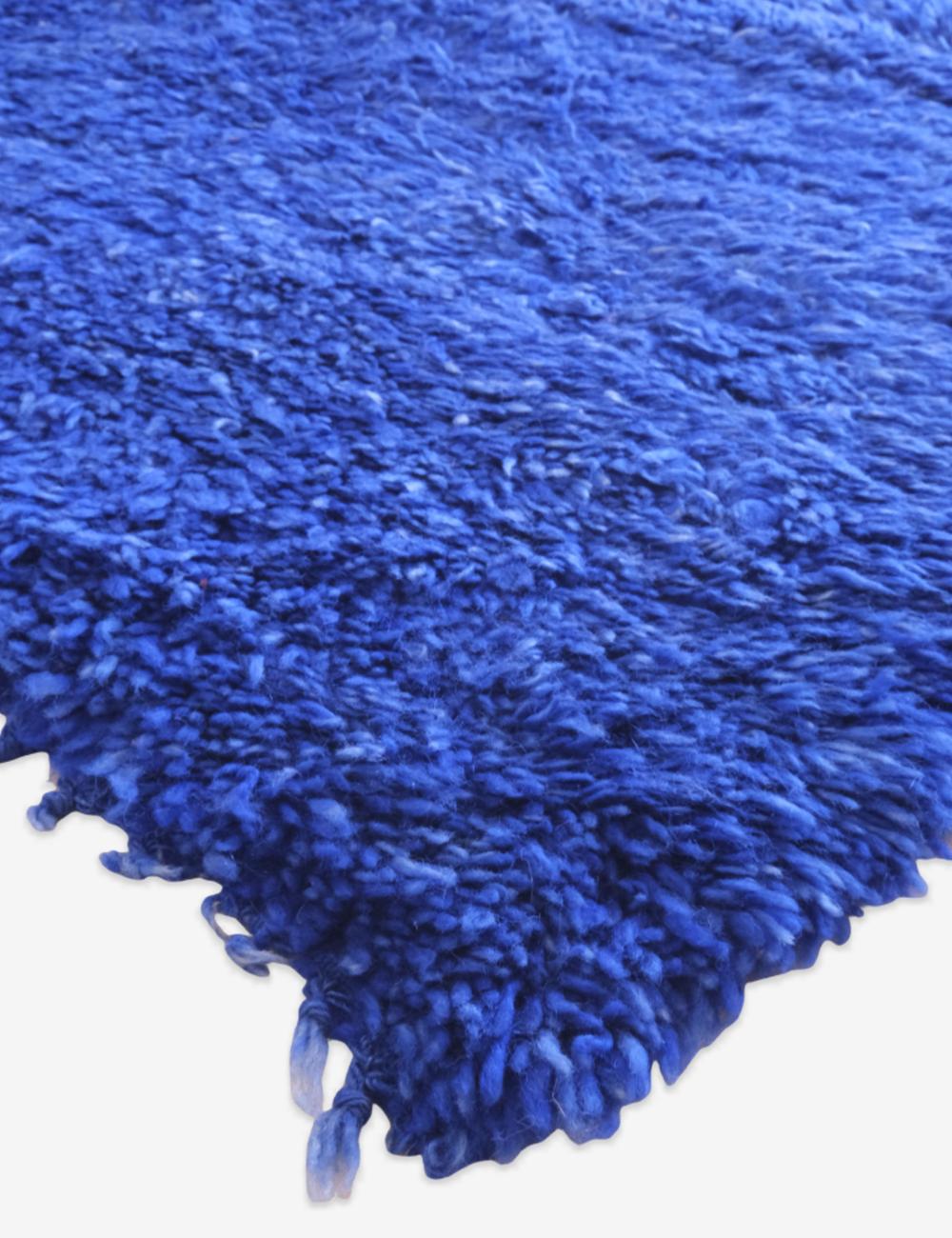 Solid Blue Moroccan Minimalist Rug 11 x 6.6 ft / 336 x 203 cm
