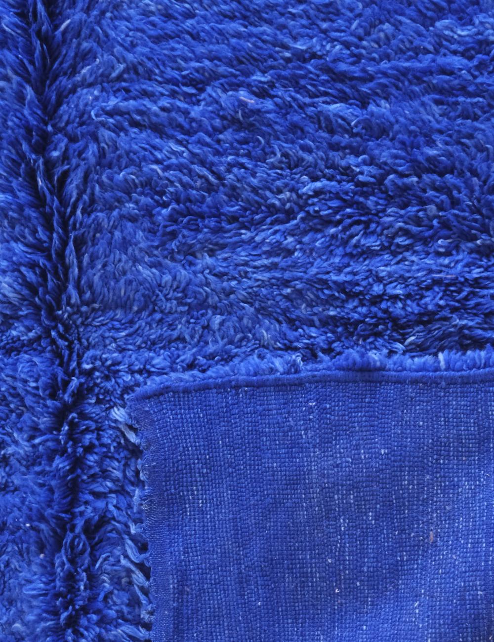 Solid Blue Moroccan Minimalist Rug 11 x 6.6 ft / 336 x 203 cm