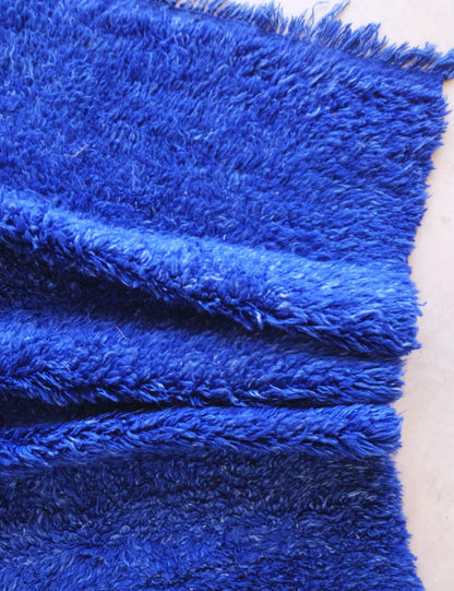 Solid Blue Moroccan Minimalist Rug 11 x 6.6 ft / 336 x 203 cm