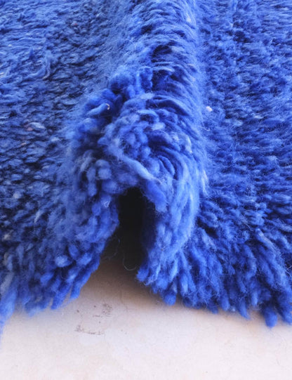 Solid Blue Moroccan Minimalist Rug 11 x 6.6 ft / 336 x 203 cm