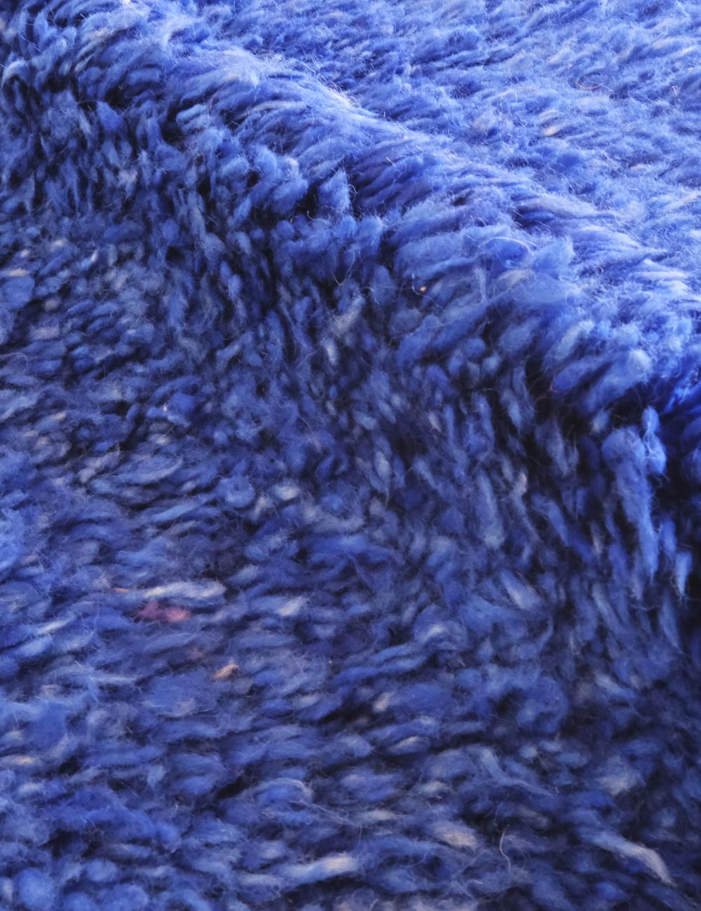 Solid Blue Moroccan Minimalist Rug 11 x 6.6 ft / 336 x 203 cm