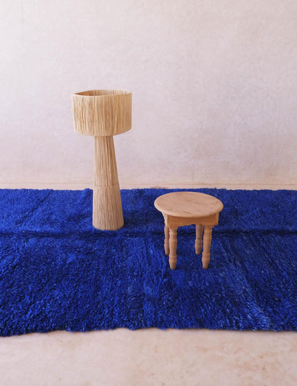 Solid Blue Moroccan Minimalist Rug 11 x 6.6 ft / 336 x 203 cm