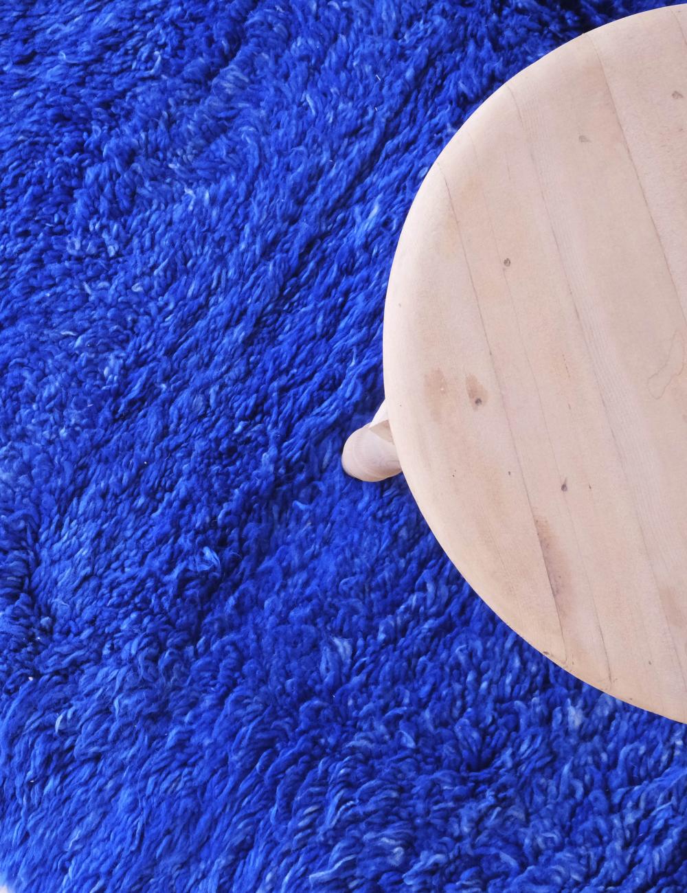 Solid Blue Moroccan Minimalist Rug 11 x 6.6 ft / 336 x 203 cm