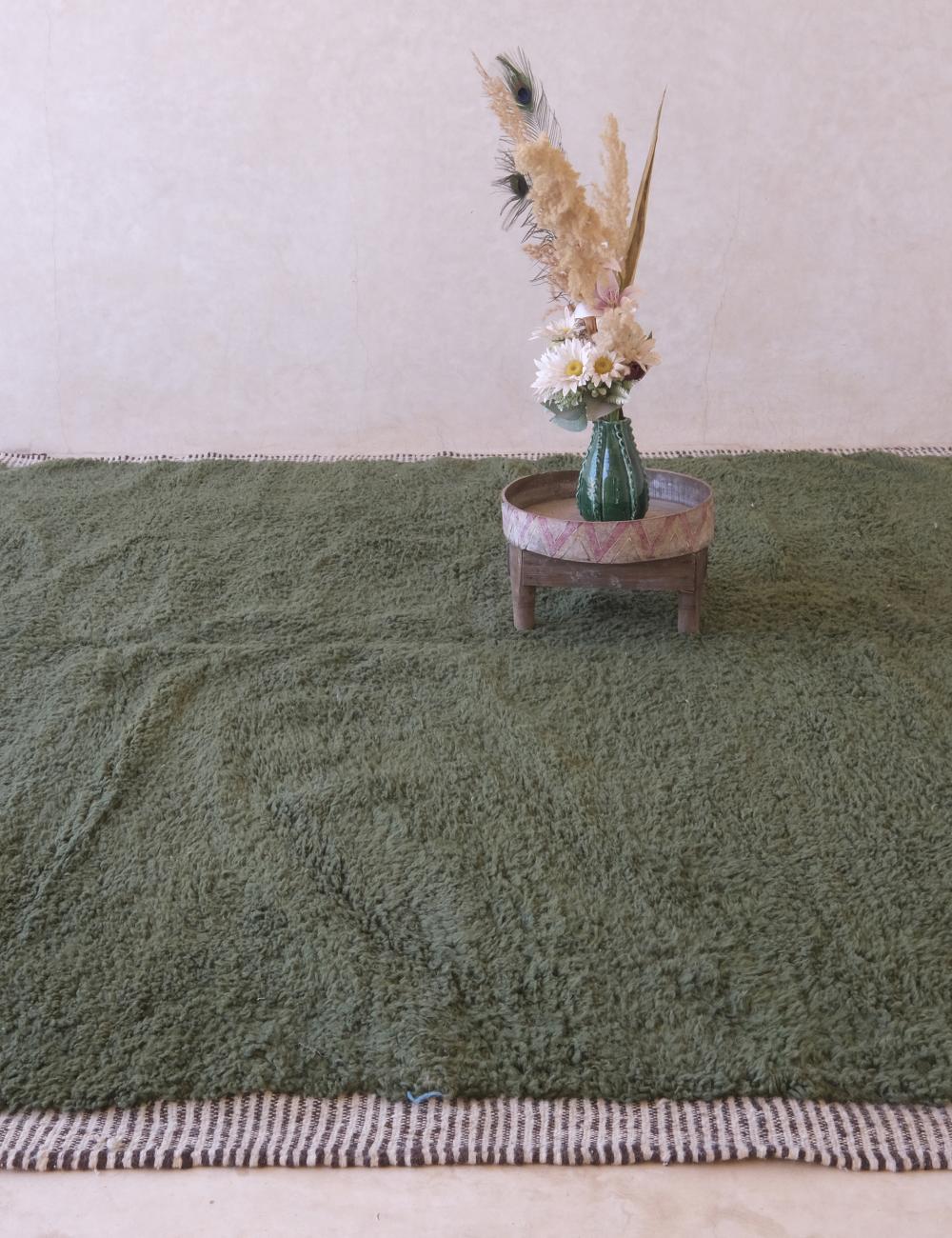 Solid Green Moroccan Rug – 10 x 9.3 ft / 304 x 286 cm - Surcoma