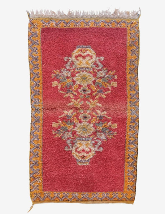 Red Moroccan Floral Rug 6.1 x 3.3 ft / 185 x 103 cm