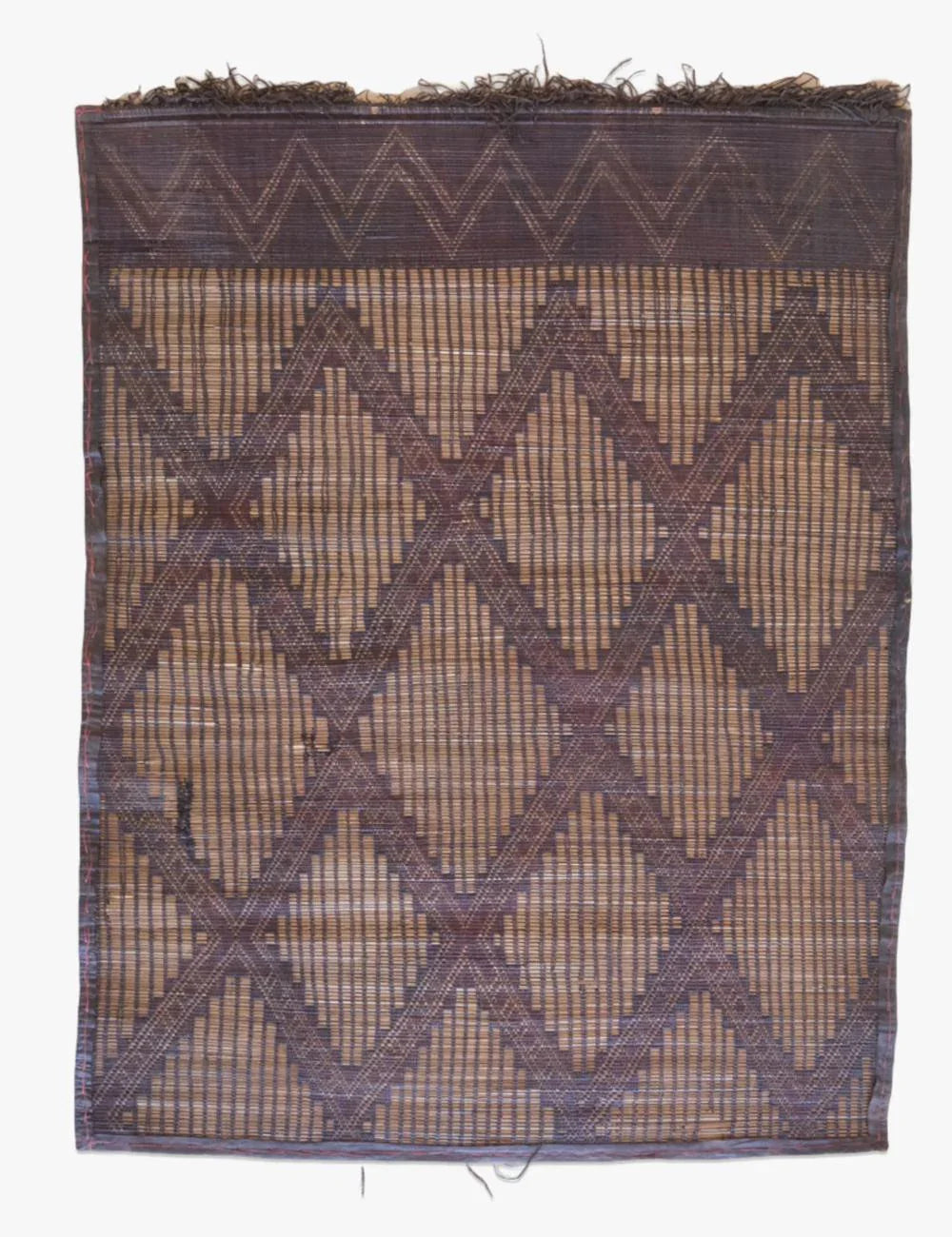 Small Vintage Tuareg Mat Rug 3.8 x 2.9 ft / 112 x 86 cm - Surcoma