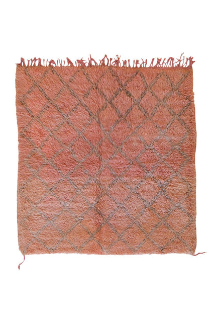 Moroccan Peach Wool Rug 6.2 x 5.8 ft / 189 x 177 cm - Surcoma