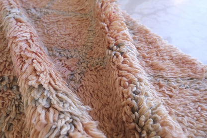 Moroccan Peach Wool Rug 6.2 x 5.8 ft / 189 x 177 cm - Surcoma