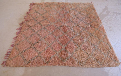 Moroccan Peach Wool Rug 6.2 x 5.8 ft / 189 x 177 cm - Surcoma