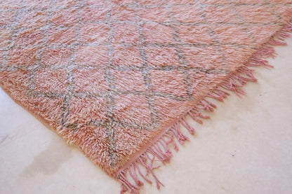 Moroccan Peach Wool Rug 6.2 x 5.8 ft / 189 x 177 cm - Surcoma