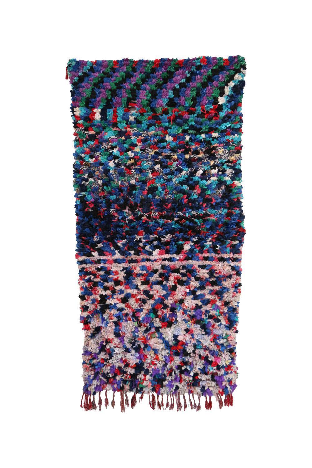 Moroccan Colorful Upcycled Rag Rug 7.3 x 3.6 ft / 222 x 110 cm - Surcoma