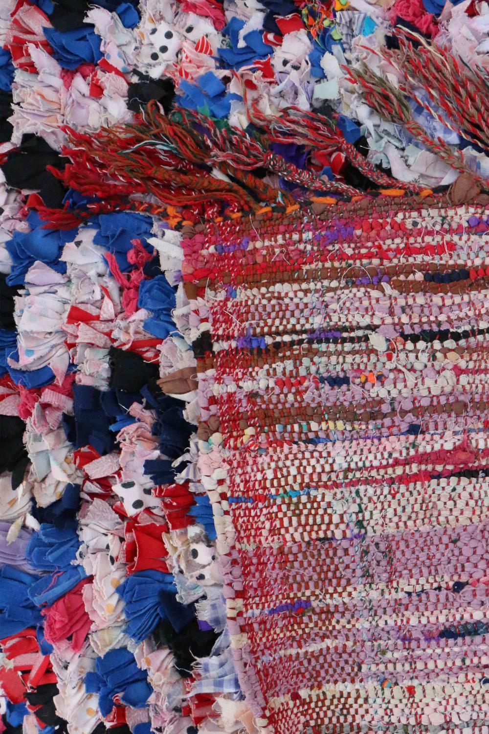 Moroccan Colorful Upcycled Rag Rug 7.3 x 3.6 ft / 222 x 110 cm - Surcoma